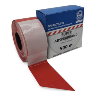 KELMAPLAST Ruban de signalisation 500 m rouleau rouge/blanc à blocs Blauer Engel en min. 80 % recyclé