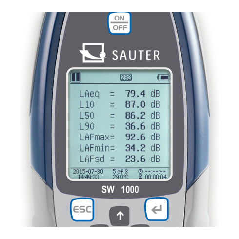 Kern Schallpegelmesser SW 1000, Klasse I, Messbereich 20-134 dB, Ablesbarkeit 0,1 dB