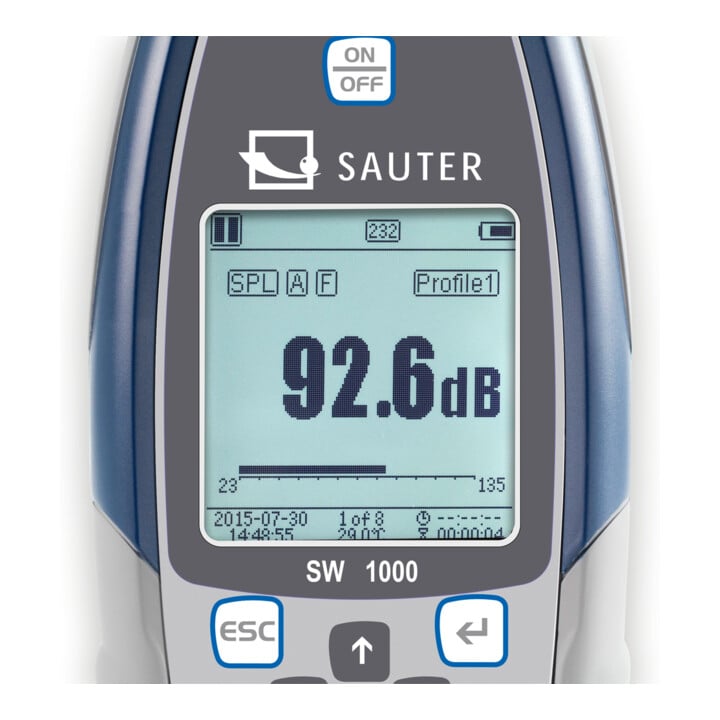 Kern Schallpegelmesser SW 1000, Klasse I, Messbereich 20-134 dB, Ablesbarkeit 0,1 dB