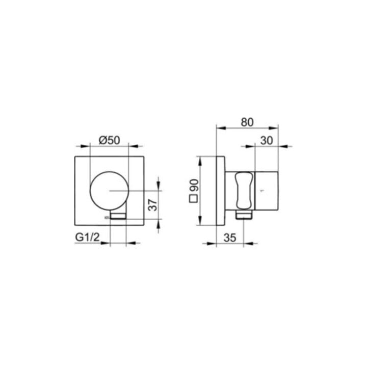 Keuco 2-Wege-Ab-/Umstellventil IXMO DN 15, UP, mit Griff IXMO Pure Rosette eckig verchromt