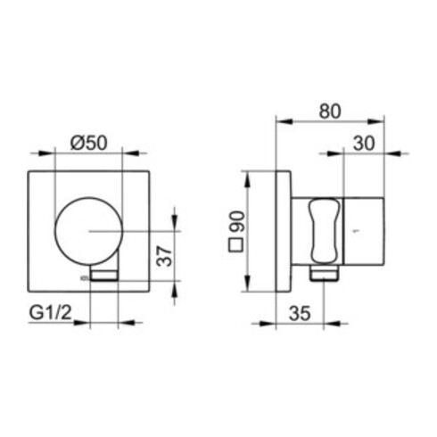 Keuco 2-Wege-Ab-/Umstellventil IXMO DN 15, UP, mit Griff IXMO Pure Rosette eckig verchromt
