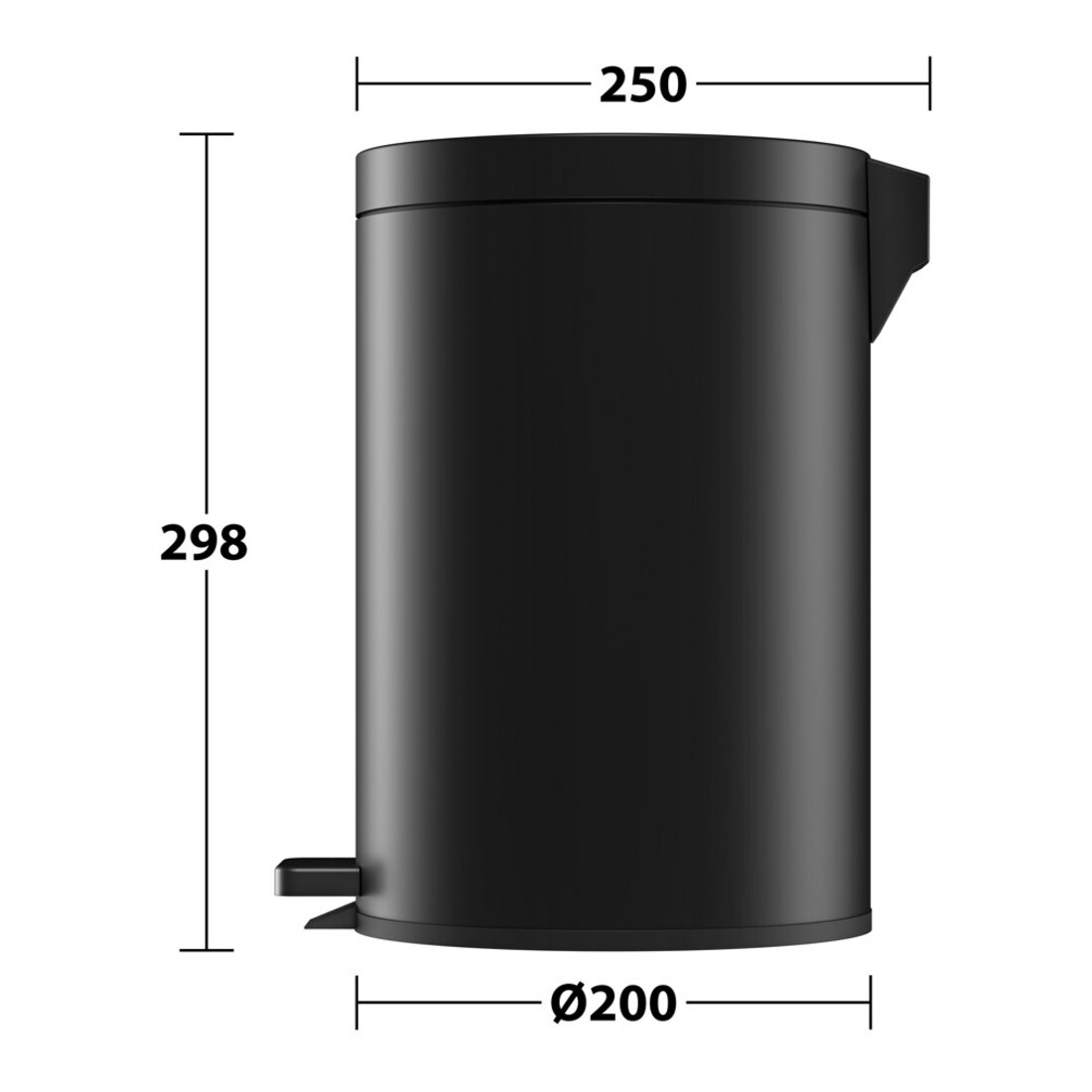 Keuco Abfallbehälter Standmodell, 5 l, schwarz matt