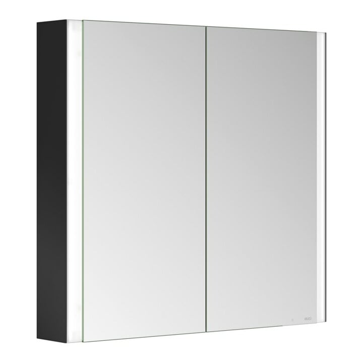 Keuco Armoire à miroir 2 portes Somaris 80x71x12,7 cm, noir mat, pose murale