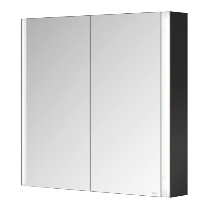 Keuco Armoire à miroir 2 portes Somaris 80x71x12,7 cm, noir mat, pose murale