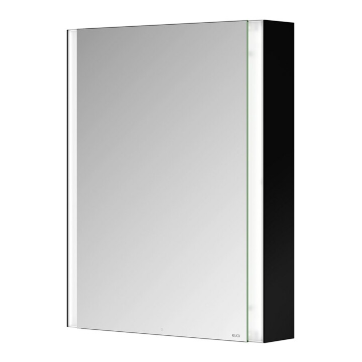 Keuco Armoire miroir 1 porte Somaris 65x73x13cm, en applique, raccord gauche, noir mat