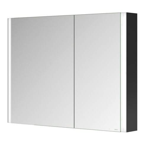 Keuco Armoire miroir 2 portes Somaris 100x71x12,7 cm, noir mat, applique, asymétrique