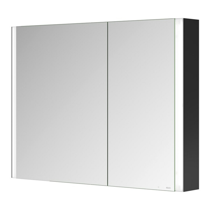 Keuco Armoire miroir 2 portes Somaris 100x71x12,7 cm, noir mat, applique, asymétrique