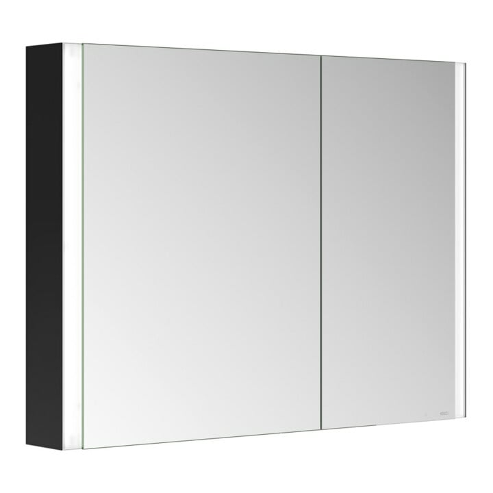 Keuco Armoire miroir 2 portes Somaris 100x71x12,7 cm, noir mat, applique, asymétrique