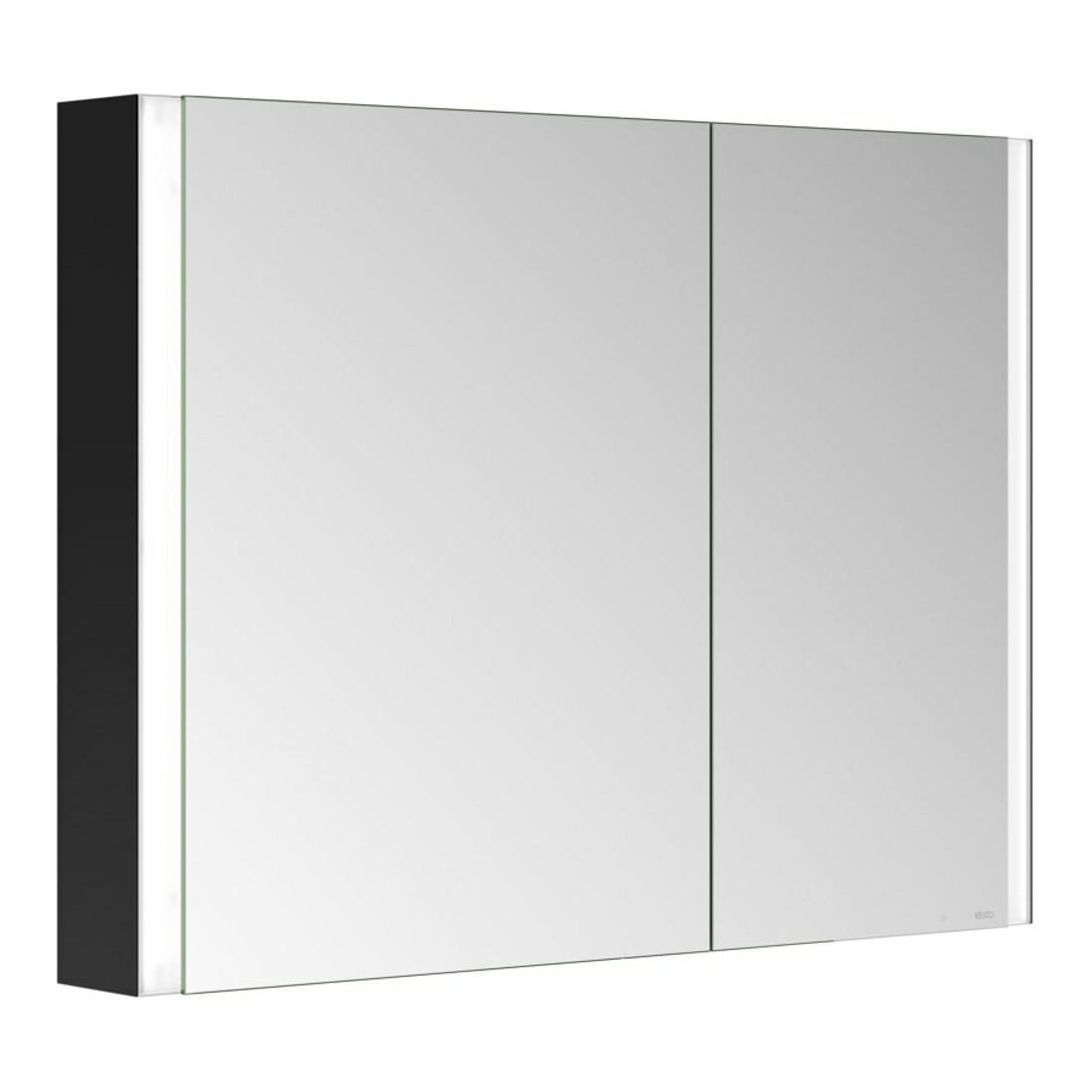 Keuco Armoire miroir 2 portes Somaris 100x71x12,7 cm, noir mat, applique, asymétrique