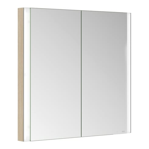Keuco Armoire miroir 2 portes Somaris 80x71x11,5 cm, décor œuf clair, encastrable mural