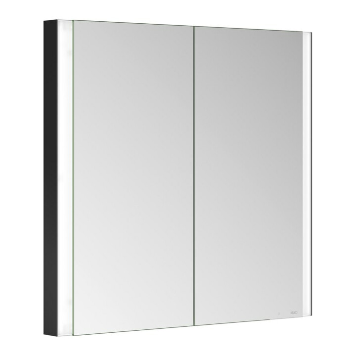 Keuco Armoire miroir 2 portes Somaris 80x71x11,5 cm, noir mat, encastrable mural