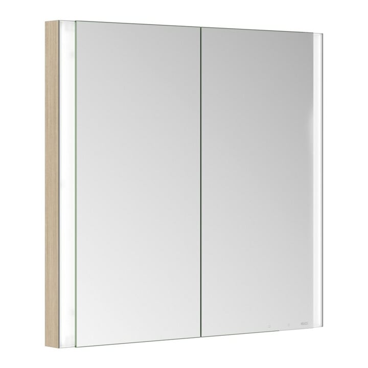 Keuco Armoire miroir 2 portes Somaris 80x71x11,5cm, décor chêne, blanc, miroir Hz.