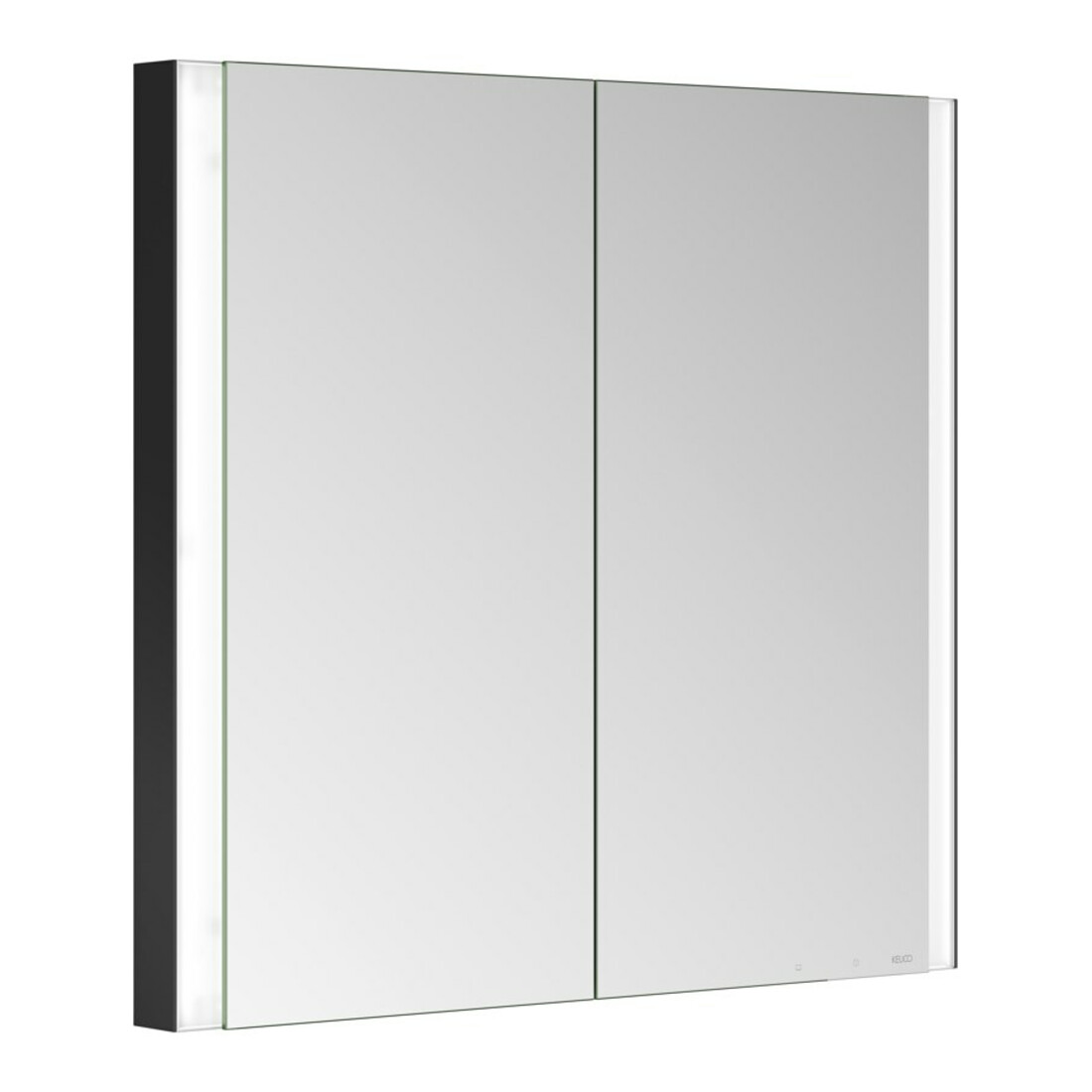 Keuco Armoire miroir 2 portes Somaris 80x71x11,5cm, noir mat, WE, chauffage miroir