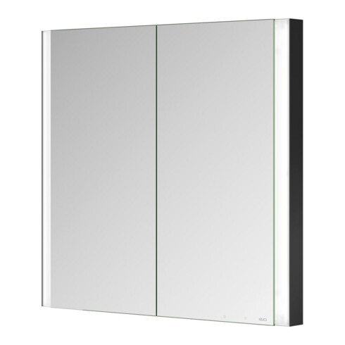 Keuco Armoire miroir 2 portes Somaris 80x71x11,5cm, noir mat, WE, chauffage miroir