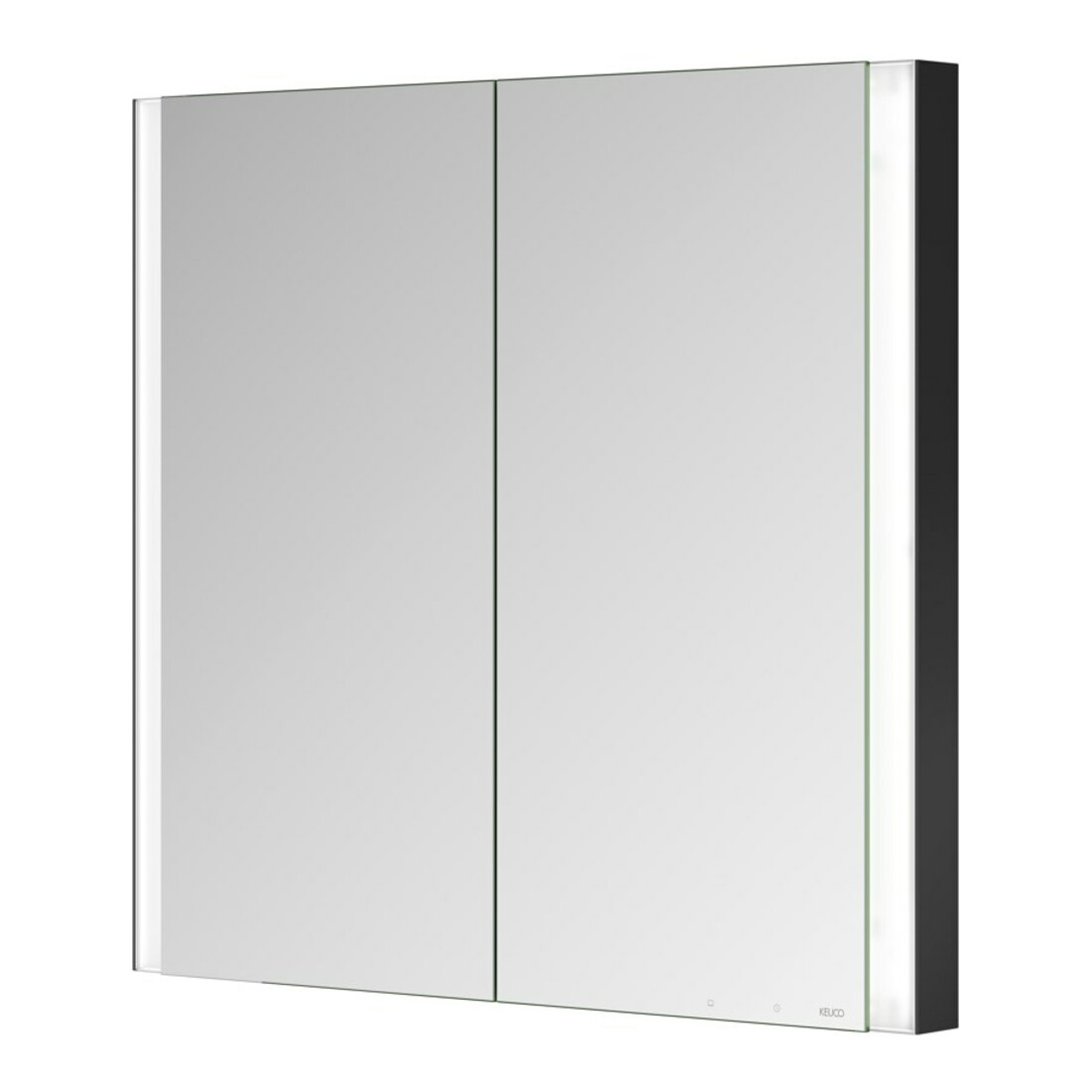 Keuco Armoire miroir 2 portes Somaris 80x71x11,5cm, noir mat, WE, chauffage miroir