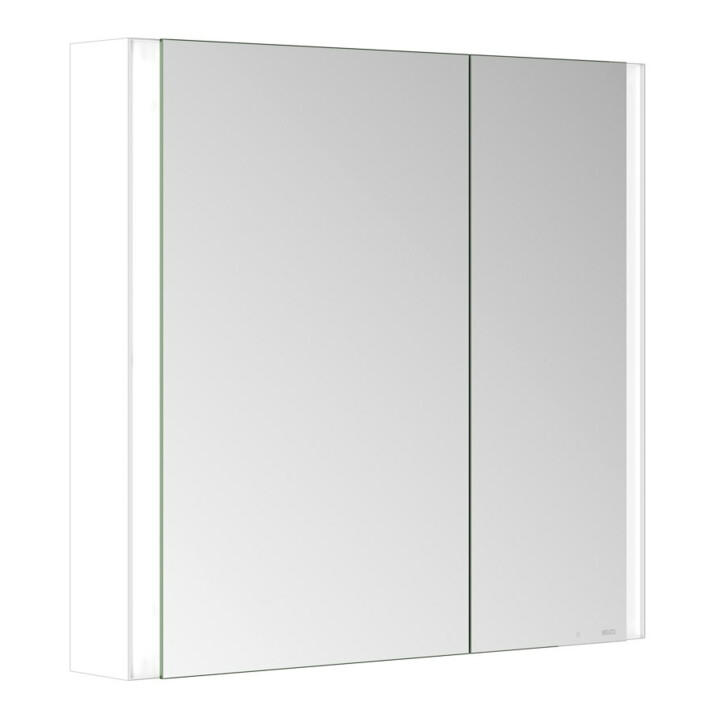 Keuco Armoire miroir 2 portes Somaris 80x71x12,7 cm, blanc mat, applique, asymétrique
