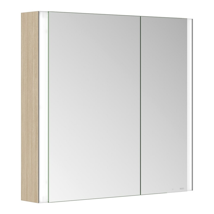 Keuco Armoire miroir 2 portes Somaris 80x71x12,7 cm, décor œuf, en saillie, asymétrique