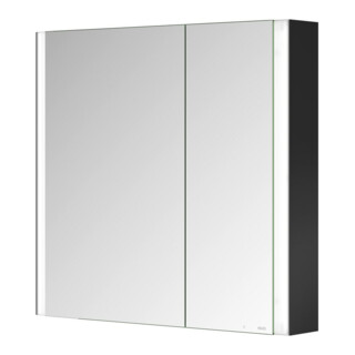 Keuco Armoire miroir 2 portes Somaris 80x71x12,7 cm, noir mat, applique, asym.
