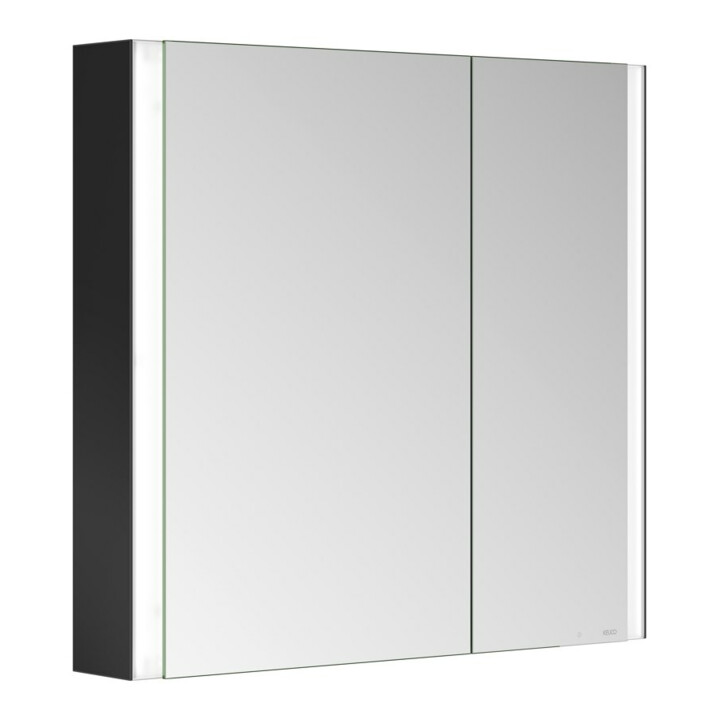 Keuco Armoire miroir 2 portes Somaris 80x71x12,7 cm, noir mat, applique, asym.
