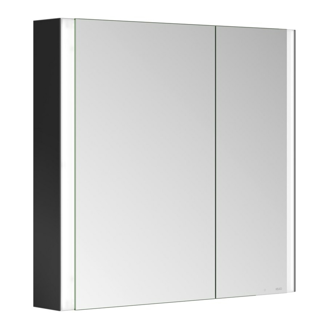 Keuco Armoire miroir 2 portes Somaris 80x71x12,7 cm, noir mat, applique, asym.