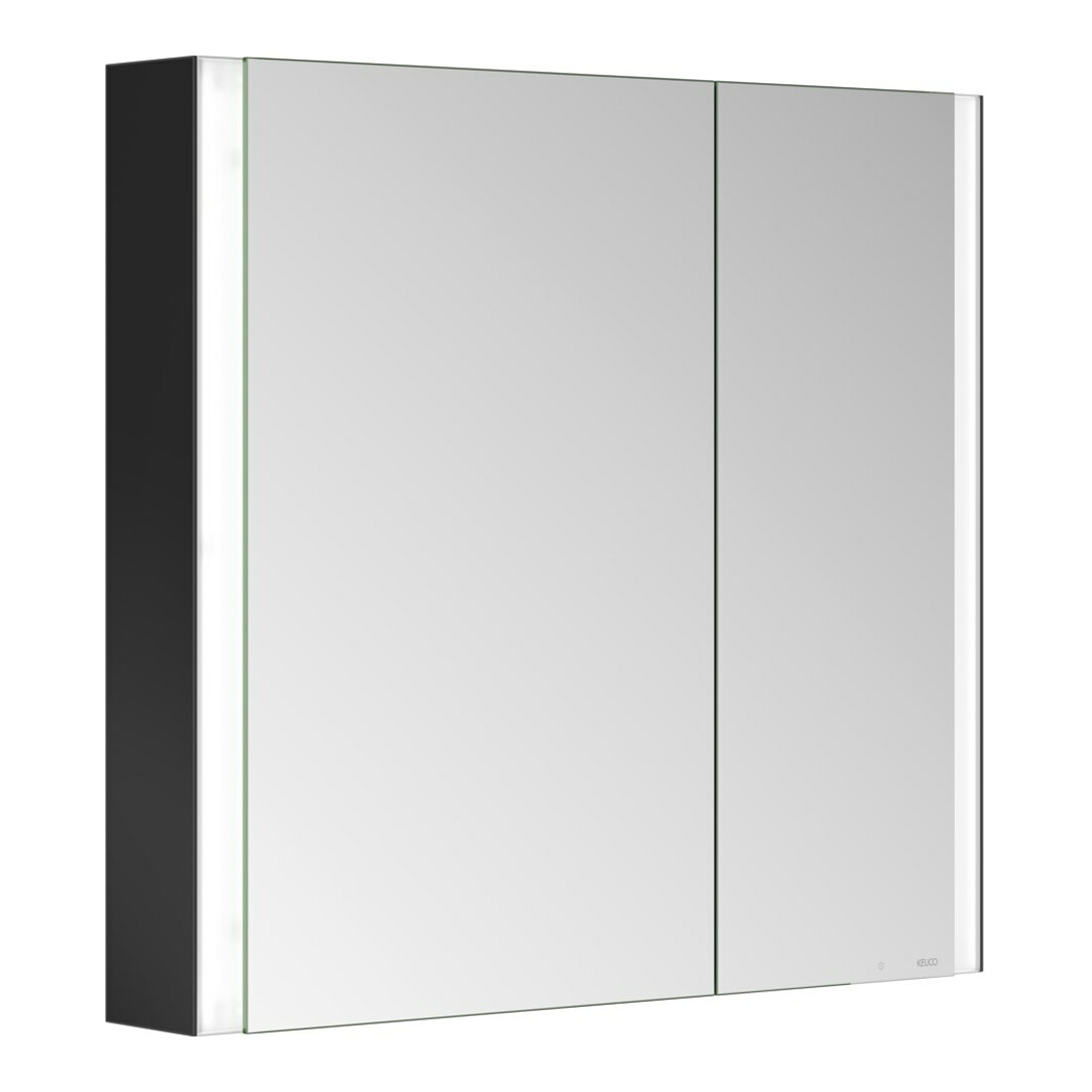 Keuco Armoire miroir 2 portes Somaris 80x71x12,7 cm, noir mat, applique, asym.