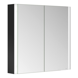 Keuco Armoire miroir 2 portes Somaris 80x71x12,7 cm, noir mat, en applique, miroir à droite