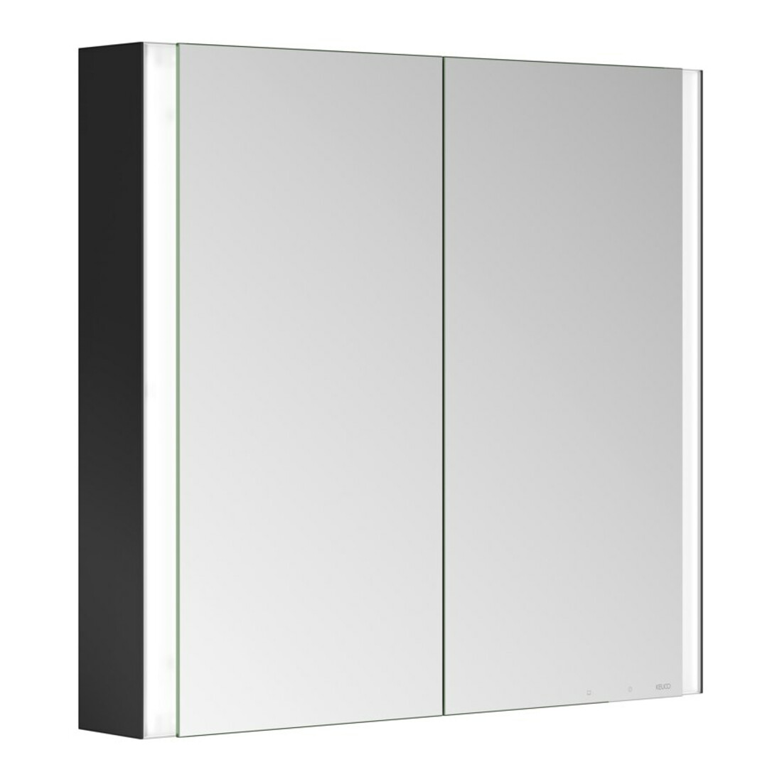 Keuco Armoire miroir 2 portes Somaris 80x71x12,7 cm, noir mat, en applique, miroir à droite