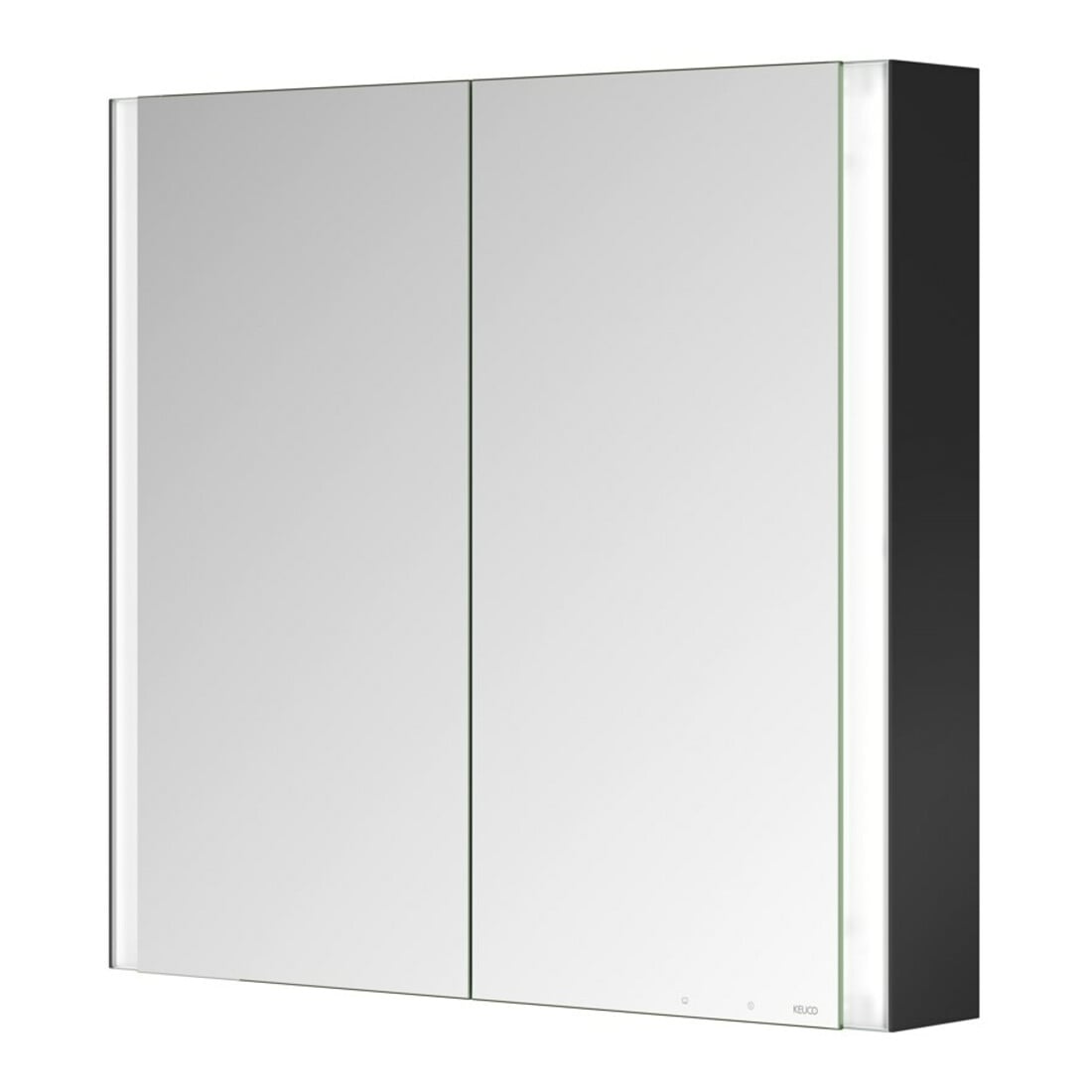 Keuco Armoire miroir 2 portes Somaris 80x71x12,7 cm, noir mat, en applique, miroir à droite