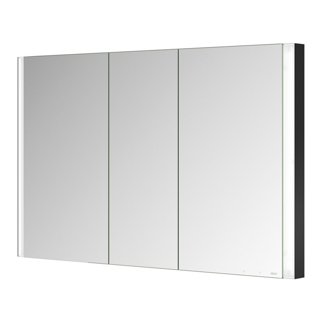 Keuco Armoire miroir 3 portes Somaris 120x71x11,5cm, BL, miroir chauffant, noir mat