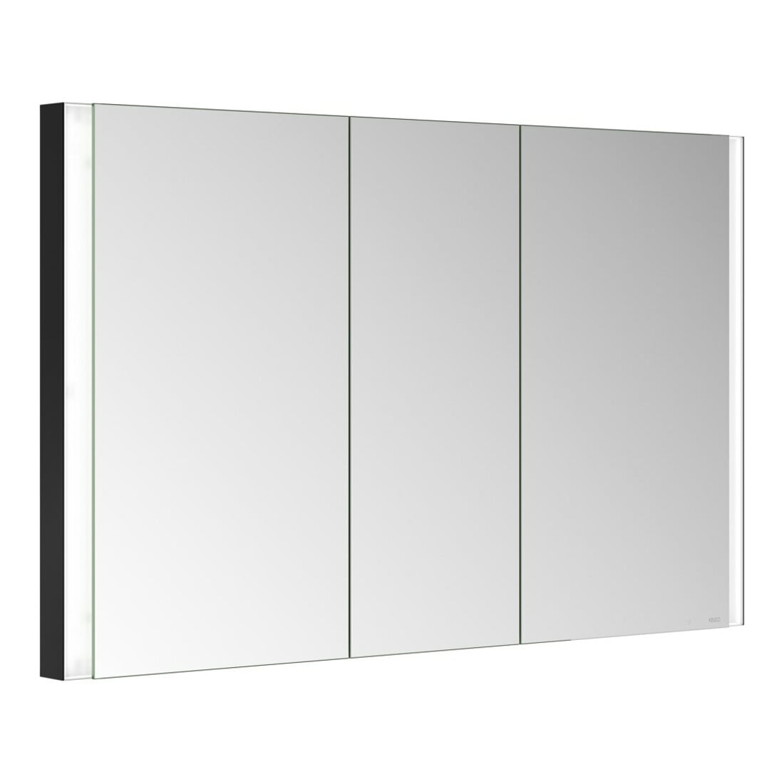 Keuco Armoire miroir 3 portes Somaris 120x71x11,5cm, encastré mural, noir mat