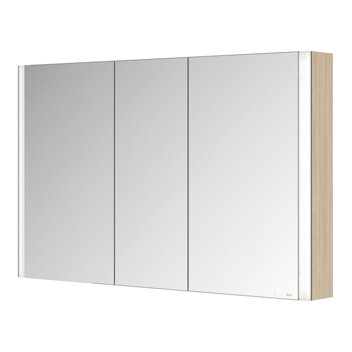 Keuco Armoire miroir 3 portes Somaris 120x71x12,7cm, applique, décor chêne clair