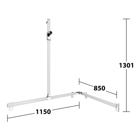 Keuco AXESS AL poignée de douche si-el/vc, 850/1150 mm, avec support mural, version gauche