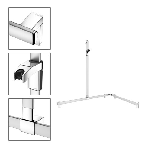 Keuco AXESS AL poignée de douche si-el/vc, 850/1150 mm, avec support mural, version gauche