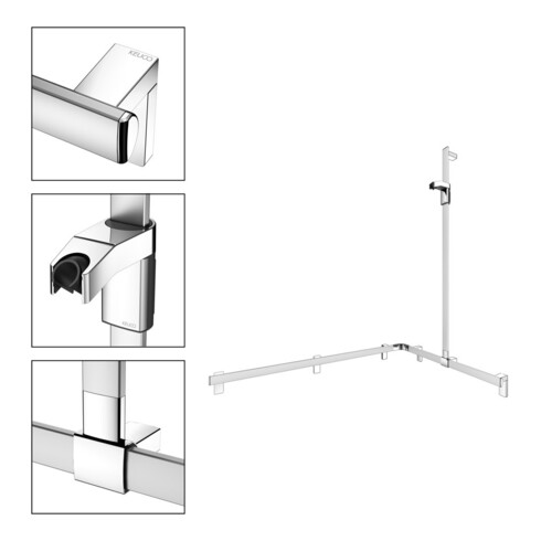 Keuco AXESS AL poignée de douche si-el/vc, 850/1150mm, avec support mural, droite