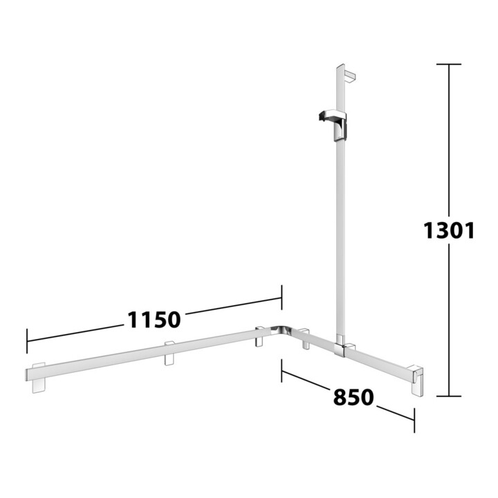 Keuco AXESS AL poignée de douche si-el/vc, 850/1150mm, avec support mural, droite