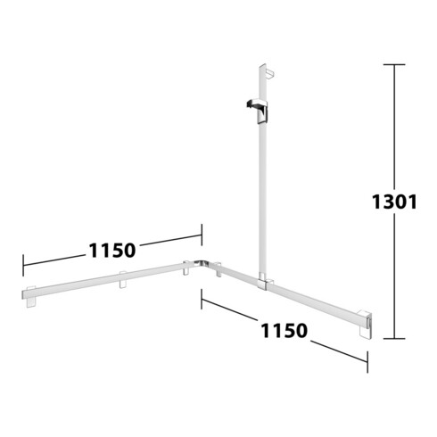 Keuco AXESS Barre de douche AL si-el/vc, 1150/1150 mm, avec support, droite AF