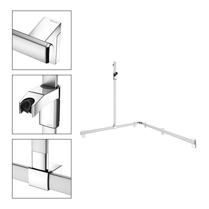 Keuco AXESS Barre de douche AL si-el/vc, 1150/1150mm, avec support, gauche AF