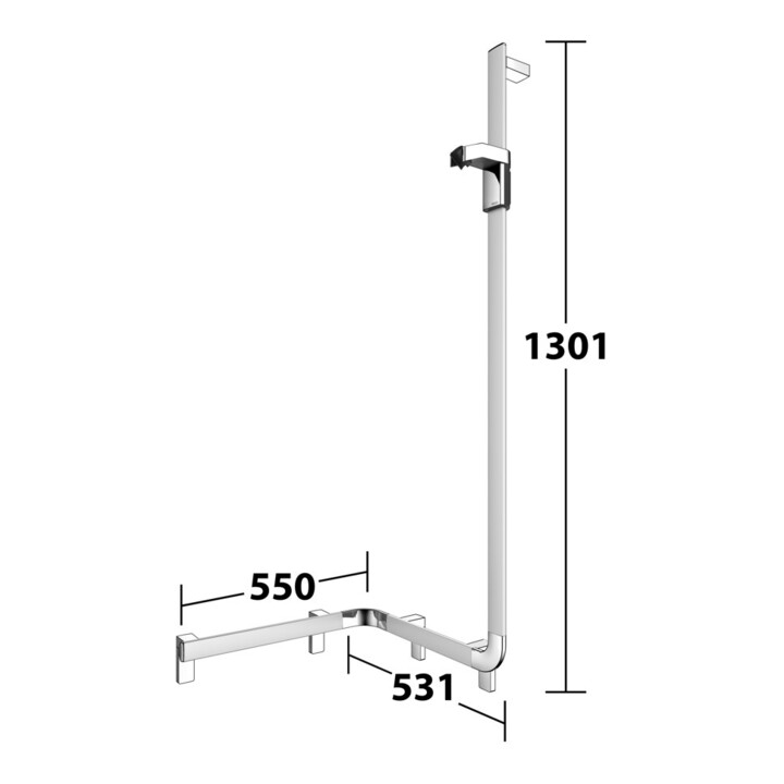 Keuco AXESS Barre de douche AL si-el/vc, 550 mm, avec support mural, droite