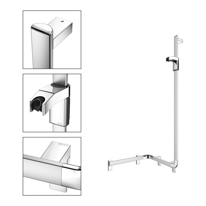 Keuco AXESS Barre de douche AL si-el/vc, 550 mm, avec support mural, droite