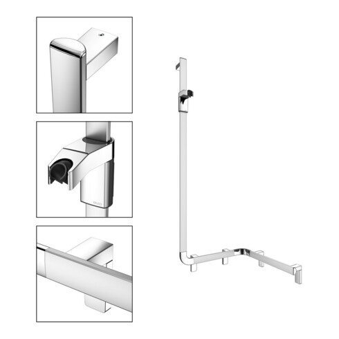 Keuco AXESS Barre de douche AL si-el/vc, 550 mm, avec support, version gauche