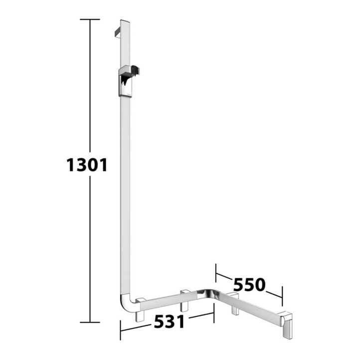 Keuco AXESS Barre de douche AL si-el/vc, 550 mm, avec support, version gauche
