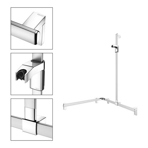 Keuco AXESS Barre de douche AL si-el/vc, 850/850mm, avec support, version droite