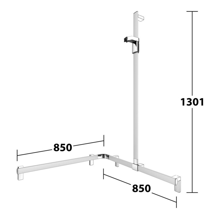 Keuco AXESS Barre de douche AL si-el/vc, 850/850mm, avec support, version droite