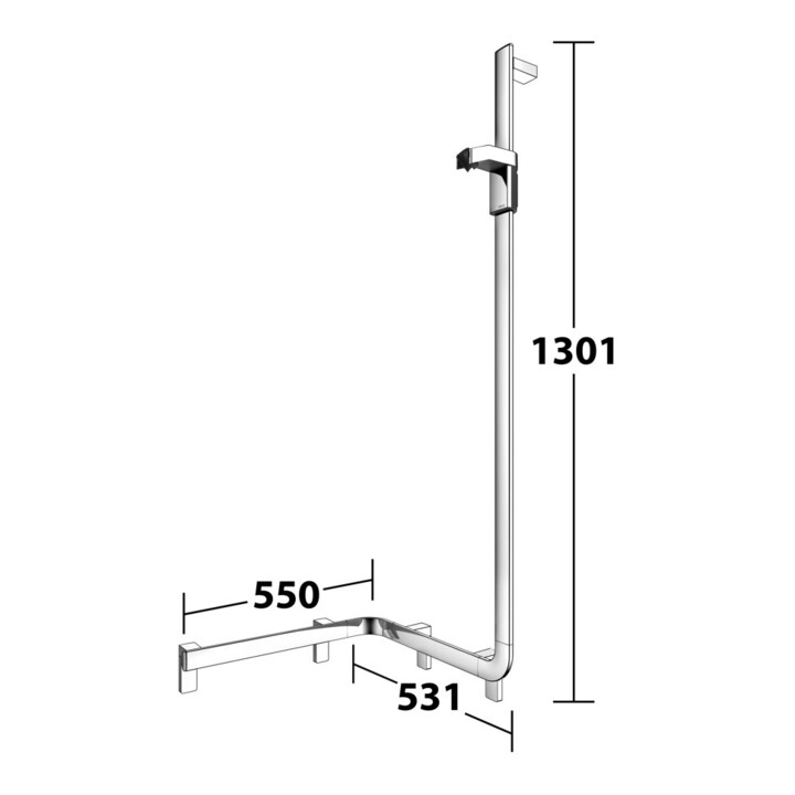 Keuco AXESS Barre de douche chromée, 550 mm, avec barre de douche, côté droit