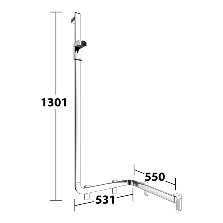 Keuco AXESS Barre de douche chromée, 550 mm, avec barre de douche, version gauche