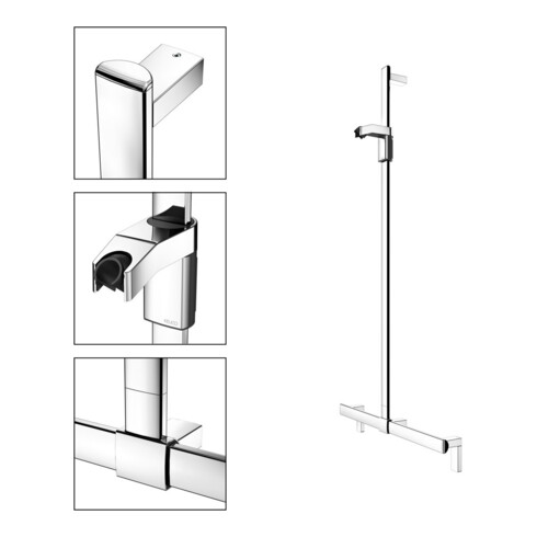 Keuco AXESS Barre de douche chromée, 700 mm, avec barre de douche