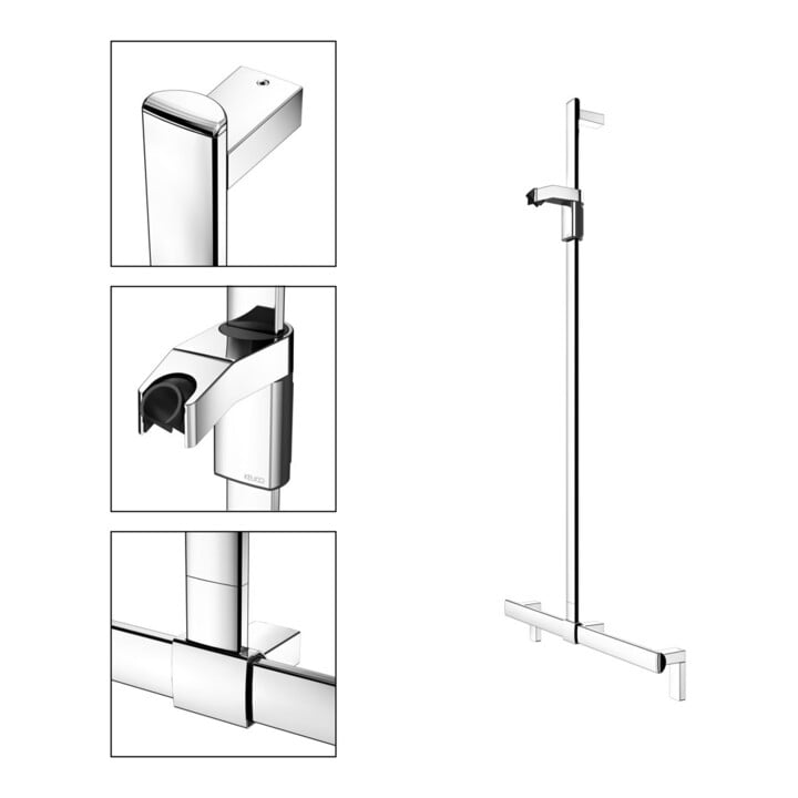 Keuco AXESS Barre de douche chromée, 700 mm, avec barre de douche