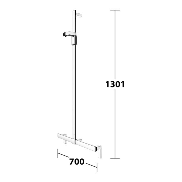 Keuco AXESS Barre de douche chromée, 700 mm, avec barre de douche