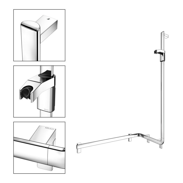 Keuco AXESS barre de douche chromée, 850 mm, avec barre de douche, droite