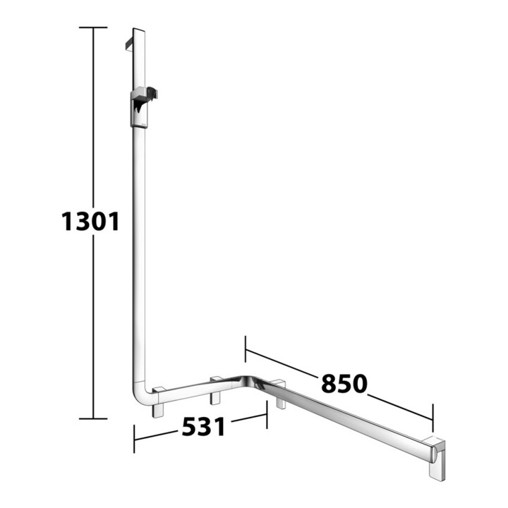 Keuco AXESS Barre de douche chromée 850 mm, avec barre de douche, version gauche